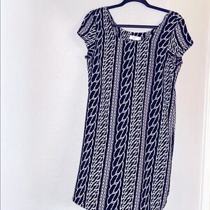 Renee C. Black and Cream Chain Pattern Midi Dress